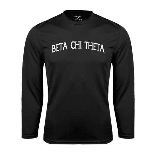 Black Performance Long Sleeve Shirt-Beta Chi Theta Arched