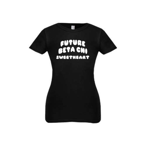 Next Level Girls Black Fashion Fit T Shirt-Future Beta Chi Greek Symbols Sweetheart