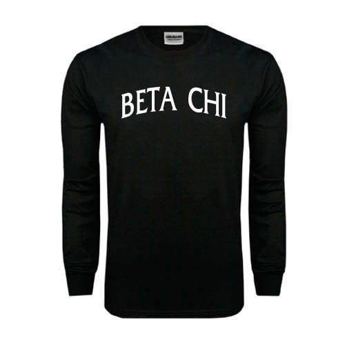 Black Long Sleeve T Shirt-Beta Chi Arched