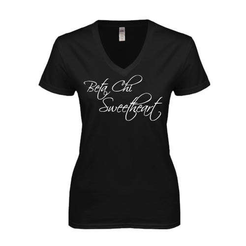 Next Level Womens Black Ideal V Tee-Beta Chi Sweetheart