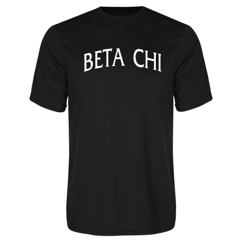 Black Performance Tee-Beta Chi Arched