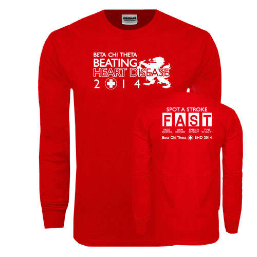 Red Long Sleeve T Shirt-Beating Heart Disease