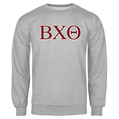 Grey Fleece Crew-Greek Letters