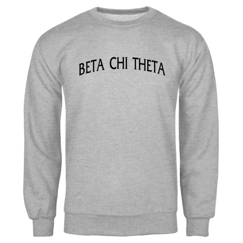 Grey Fleece Crew-Beta Chi Theta Arched