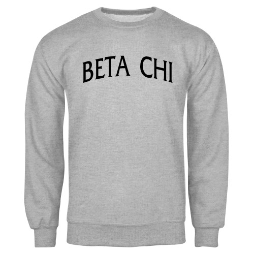 Grey Fleece Crew-Beta Chi Arched