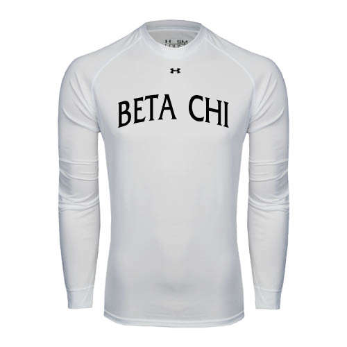 Under Armour White Long Sleeve Tech Tee-Beta Chi Arched