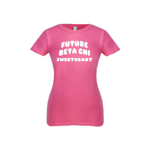 Next Level Girls Fuchsia Fashion Fit T Shirt-Future Beta Chi Greek Symbols Sweetheart