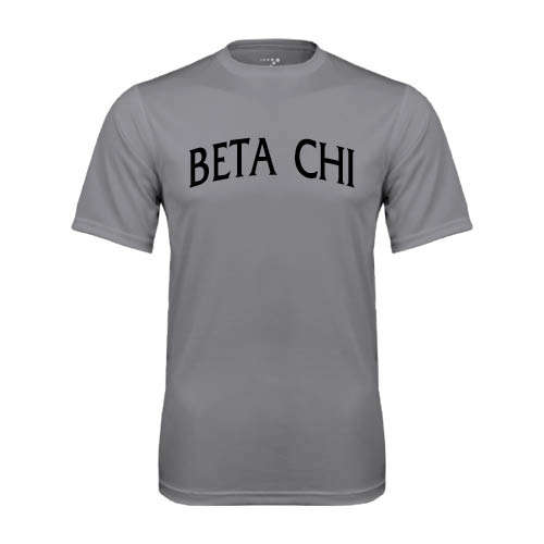 Grey Concrete Performance Tee-Beta Chi Arched
