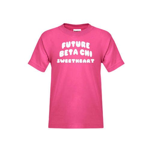 Youth Hot Pink T Shirt-Future Beta Chi Greek Symbols Sweetheart