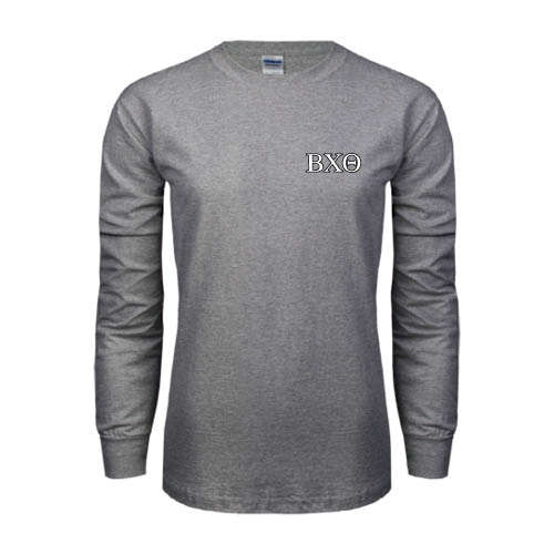 Grey Long Sleeve T Shirt-Greek Letters