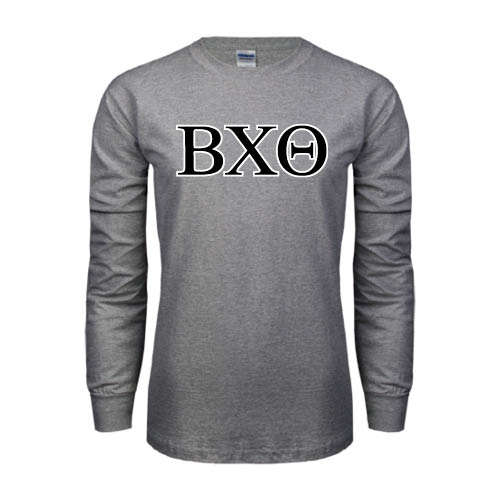 Grey Long Sleeve T Shirt-Greek Letters