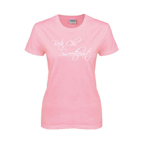 Womens Pink Short Sleeve Tee-Beta Chi Sweetheart