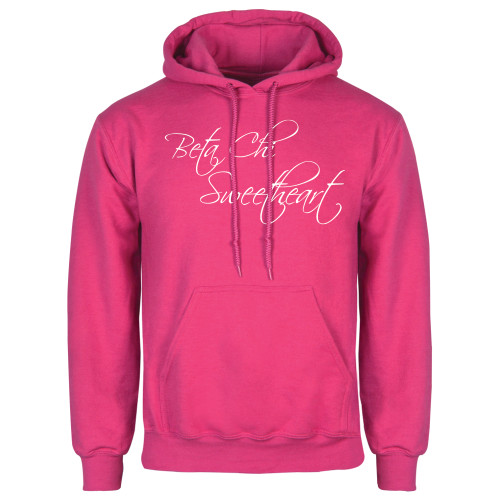 Womens Fuchsia Fleece Hoodie-Beta Chi Sweetheart