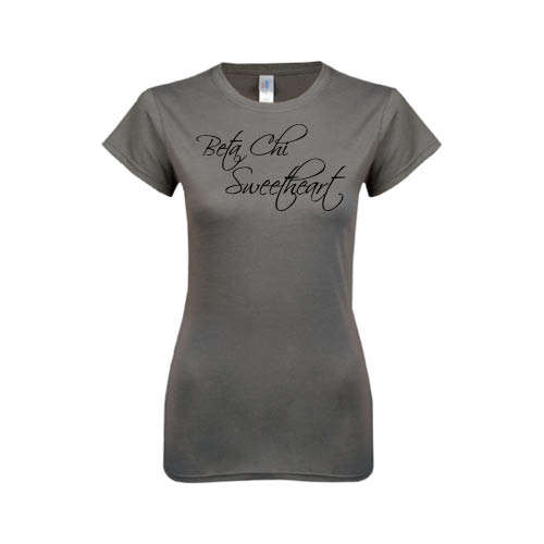 Next Level Womens Charcoal Boyfriend Tee-Beta Chi Sweetheart