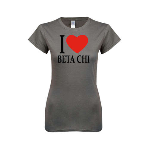 Next Level Womens Charcoal Boyfriend Tee-I Heart Beta Chi