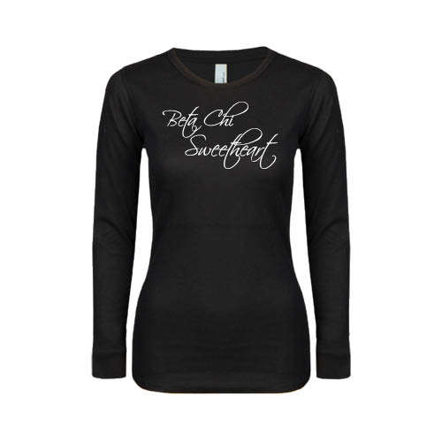Womens Black Long Sleeve V Neck Tee -Beta Chi Sweetheart