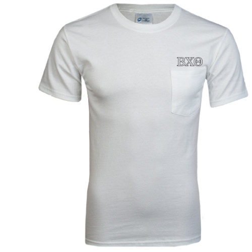White T-Shirt w/Pocket-Greek Letters