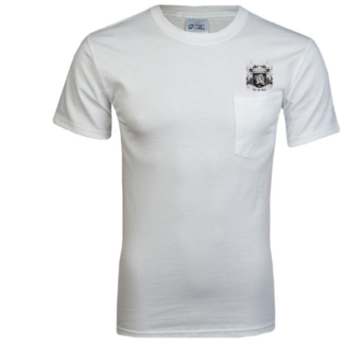 White T-Shirt w/Pocket-Coat of Arms