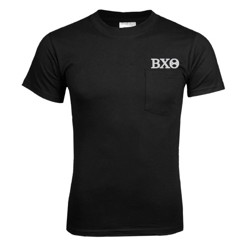 Black T Shirt w/Pocket-Greek Letters