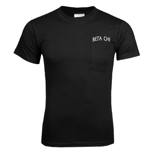 Black T Shirt w/Pocket-Beta Chi Arched
