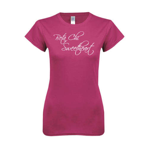 Next Level Womens Fuchsia Boyfriend Tee-Beta Chi Sweetheart