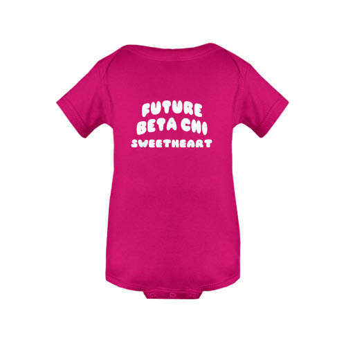 Fuchsia Infant Onesie-Future Beta Chi Greek Symbols Sweetheart