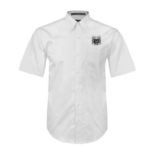 White Twill Button Down Short Sleeve-Coat of Arms