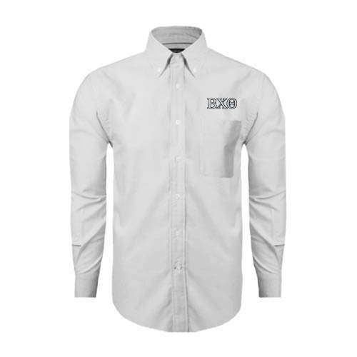 White Oxford Long Sleeve Shirt-Greek Letters