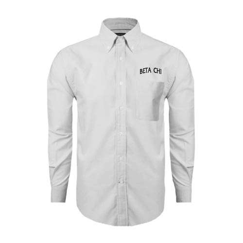 White Oxford Long Sleeve Shirt-Beta Chi Arched