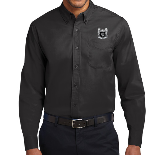 Black Twill Button Down Long Sleeve-Coat of Arms