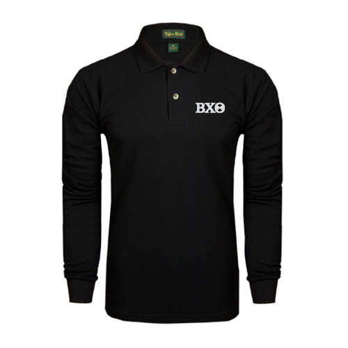Black Long Sleeve Polo-Greek Letters