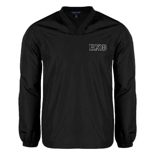 Black V Neck Raglan Windshirt-Greek Letters