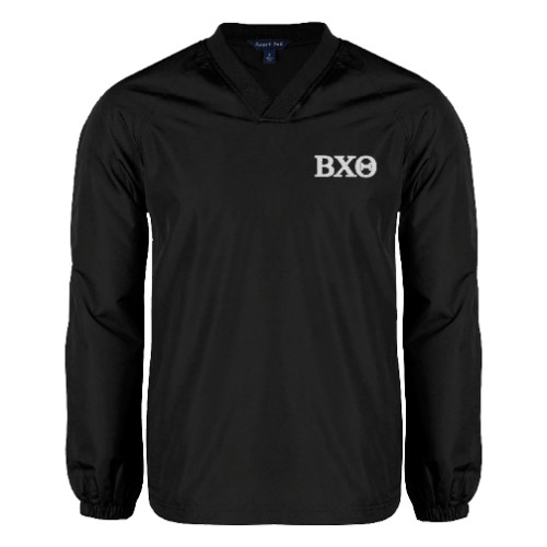 Black V Neck Raglan Windshirt-Greek Letters