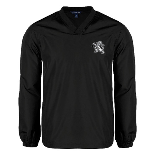 Black V Neck Raglan Windshirt-Lion