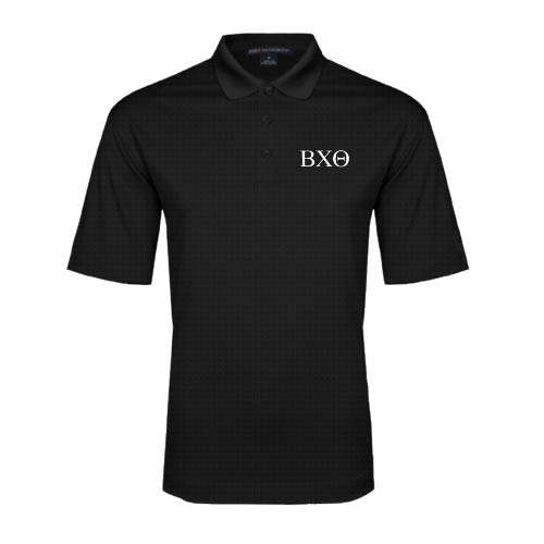 Black Performance Fine Jacquard Polo-Greek Letters