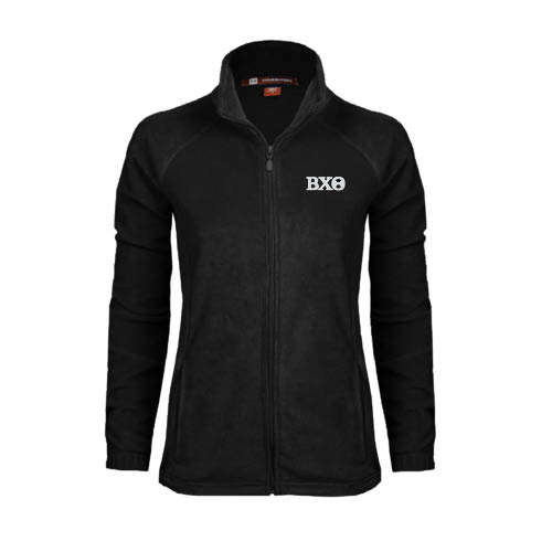 Womens Black Fleece Full Zip Jacket-Greek Letters
