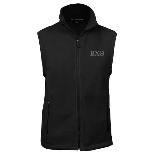 Black Fleece Full Zip Vest-Greek Letters