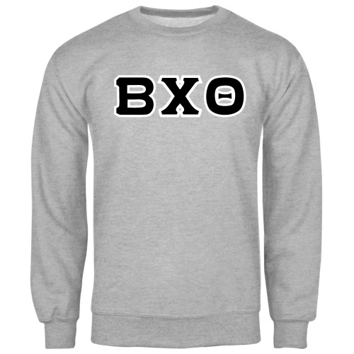 Grey Fleece Crew-Greek Letters, Tackle Twill