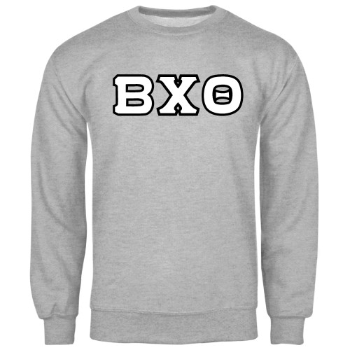 Grey Fleece Crew-Greek Letters, Tackle Twill