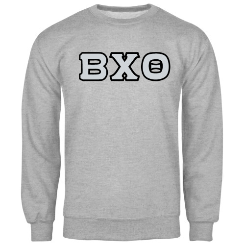Grey Fleece Crew-Greek Letters, Tackle Twill