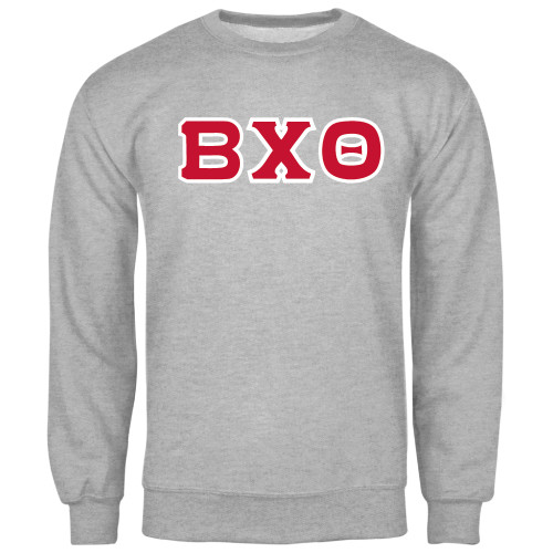 Grey Fleece Crew-Greek Letters, Tackle Twill