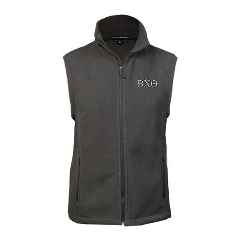 Charcoal Fleece Full Zip Vest-Greek Letters