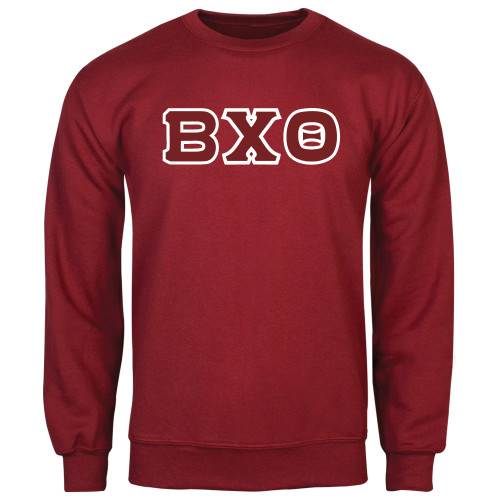Cardinal Fleece Crew-Greek Letters, Tackle Twill