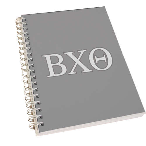 Clear 7 x 10 Spiral Journal Notebook-Greek Letters