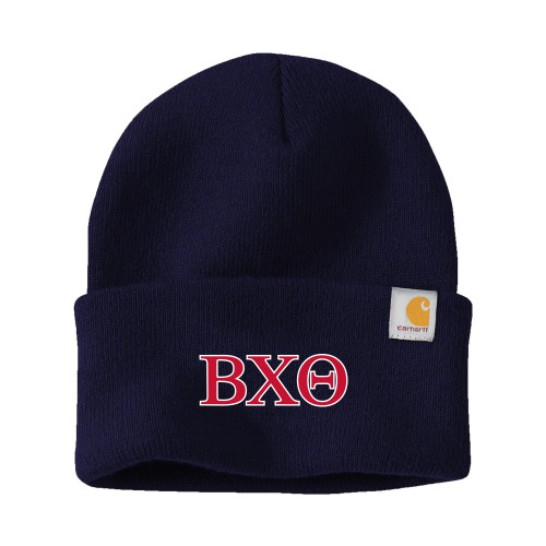Carhartt Navy Knit Beanie w/Cuff-Greek Letters