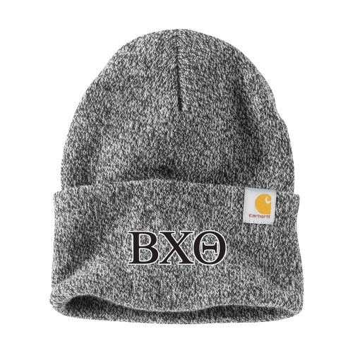 Carhartt Black/White Knit Beanie w/Cuff-Greek Letters