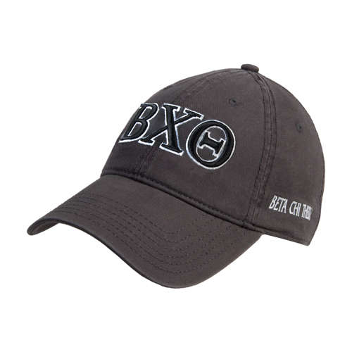 Charcoal Unstructured Adjustable Low Profile Hat-Greek Letters