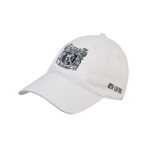 White Unstructured Adjustable Low Profile Hat-Coat of Arms