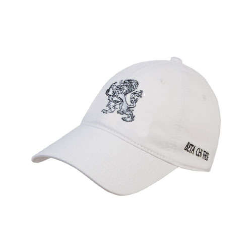 White Unstructured Adjustable Low Profile Hat-Lion