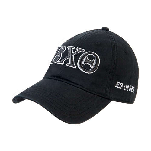 Black Unstructured Adjustable Low Profile Hat-Greek Letters